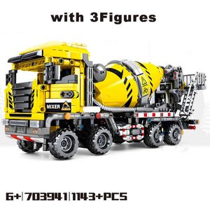 1143PCS Technicing Cement Truck Building Blocks City Mixer Truck Contruction Engineering Vehicle Bricks Leksaker för pojkar Barn X0503