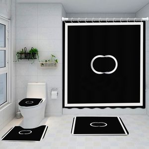 Home Shower Curtains Europe Style Double Letter Bath Curtains Fashion Printed Non Slip Mats Bathroom Accessories