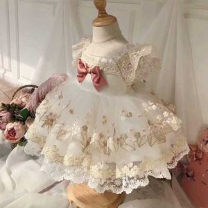 Spanska tjejer Royal Dress Baby Födelsedagsfest Klänningar Kids Toddler Girl Lolita Princess Ball Gown Spädbarn Boutique Kläder 210615