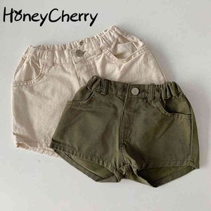 Children's summer shorts, boys and girls loose western style simple pure color casual boy 210515