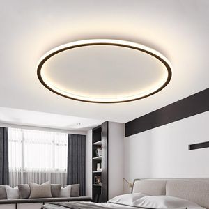Taklampor Modern LED Light för sovrum Studie Svart Rund Living Matsal Kökslampor Ultra Tunna Belysningsarmaturer
