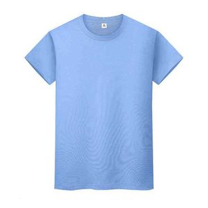 men and women round neck solid color T-shirt summer cotton bottoming short-sleeved half-sleeved AH0Hi