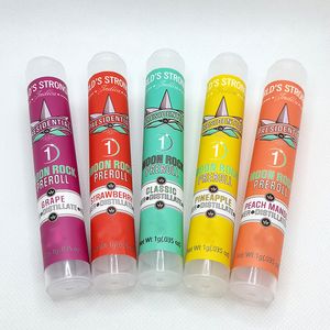 Garrafa de tubos Presidential Blunt de 1,5 g com adesivos personalizados Tubo de pré-rolagem de 1 g de plástico Moonrock resistente a crianças