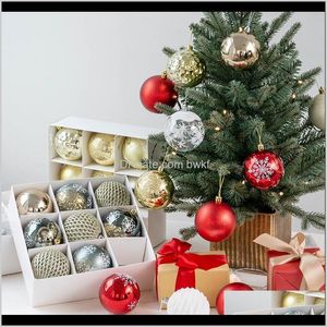 Suprimentos festivos Home Jardim Gota entrega 2021 8cm 9 pcs bola baubles grandes bolas de árvore xmas festa pendurado ornamentos decorações de Natal para