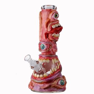 Halloween stil glas bongs hookahs 7mm tjocka bägare Bong bläckfisk vattenrör rakt rör olja DAB Rigger 18mm led med diffus downstem