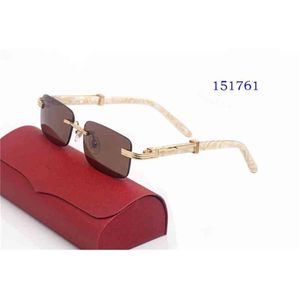 Natürliche hölzerne Sonnenbrille Männer Schwarz-Weiß-Büffelhorn-Sonnenbrille Antike Randlose Quadratische Brille Rahmen Oculos Gafas Accessorie Französisch