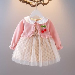 2021 Autunno Neonato Neonato Abbigliamento Abito plaid per bambino manica lunga1st Compleanno Principessa Abiti Infantile Baby Girl Abbigliamento Q0716