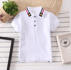 Härliga Baby Boys Girls Cotton T-shirts Summer Kids Kort ärm T-shirt Barn Casual Turn-Down Collar Shirts Child Tops Tees Barnkläder 2-12 år