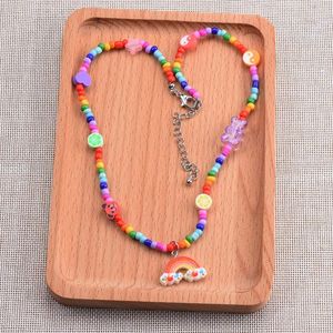 Pendant Necklaces Bohemian Handmade Colorful Seed Beads Clavicle Necklace For Women Ethnic Soft Pottery Clay Choker Jewelry 2021