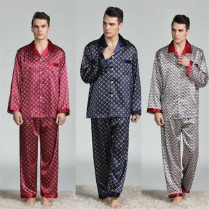 Jedwabna piżama dla mężczyzn z długim rękawem pijama hombre jedwab piżamas garnitur sleepwear pijama de los hombres piżamy mężczyźni pijama uomo 211019 \ t