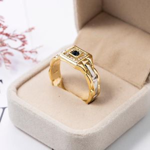 Anéis de cluster relógios Shaped For Men Creative Enganement Band Ring Gold Party com tamanho 6-13 jóias da moda masculina