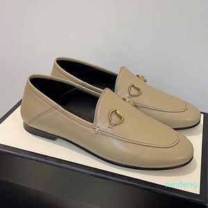 2021 scarpe eleganti in vera pelle da donna piatte punte arrotondate pantofola suola in gomma calpestare pigro barca da donna pantofole stampate di grandi dimensioni