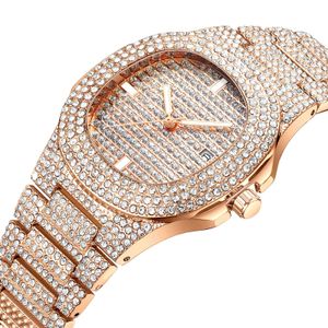 Mulheres assistir quartzo de primeira marca de diamante completo de aço inoxidável senhoras moda dourada relógios impermeáveis ​​meninas à prova d'água 210527