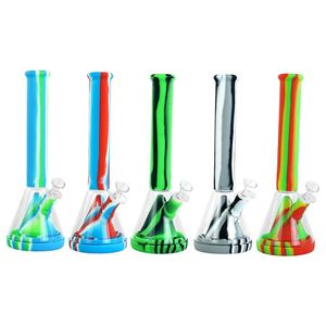 shisha hookah beaker bong glass bongs dab water smoking pipe silicone hose joint height 13.9"