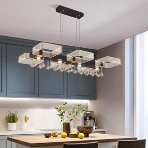 Moderne LED-Pendelleuchte für Wohnzimmer, Esszimmer, Schlafzimmer, postmodernes schwarzes Rechteck, Acryl-Deckenleuchter, Hängeleuchte