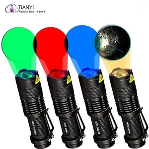 Mini Super Bright Light Red Green White Blue Four Color LED Torch XP E HIG ficklampa Torches