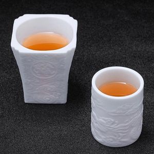 Wholesale seal plain resale online - Ceramic Whiteware Tea Master Cup Sheep Fat Jade Plain Burning Individual Porcelain Seal Single Cups Saucers