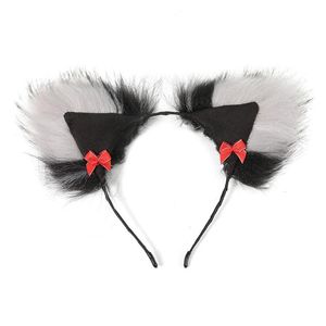 Klipsy do włosów Barrettes Cosplay Furry Zwierząt Uszy Hoop Ogon Zestaw Lolita Costume Długie Futro Headpiece dla dorosłych Fancy Party Decor Supplies K3ND