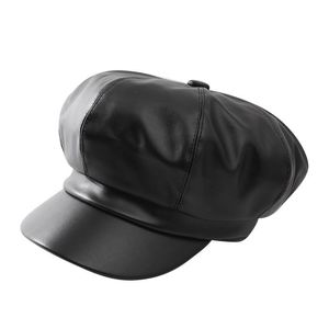 Berets Women skóra francuska beret hat retro artysta solidny kolor elegancki czapka unisex impreza na halloween kostium mime czapki moda jesień