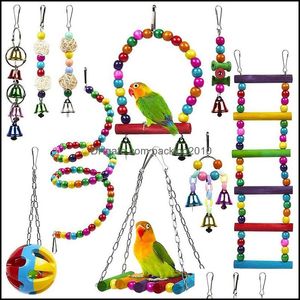 Leveranser Hemma Gardenwholesalebird Cage Toys and Bird Aessory för Pet Toy Swing Stand Budgie Paraket African Grey Vogel Speelgoed Parki