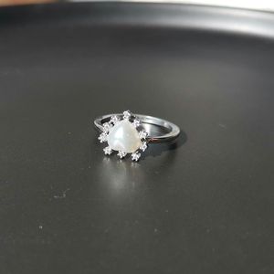 Обручальные кольца Meajoe Fashion Simple Crystal Open Жемчужное сердце Австрийцы CZ Женщины Вовлечение Ювелирных Изделий Подарок