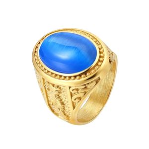2021 Stora Opal Stone Finger Ringar För Kvinnor Flickor Lyx Märke 316L Rostfritt Stål Bröllop Smycken Gift Drop