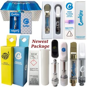 Premium Cookies Vape Cartridges Limited Edition High Flyers Push Atomizers Packaging Thick Oil Dab Wax Vaporizer Ceramic Coil Carts E Cigarettes 510 Thread Empty