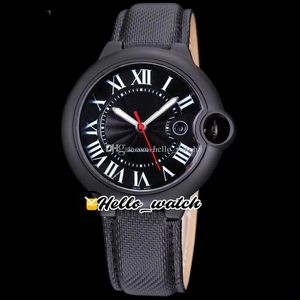 42mm Asian 2813 Automatic Watches WSBB0015 Black Dial White Roma Red Hands Mens Watch PVD Steel Case Nylon Leather Steap Hello_Watch