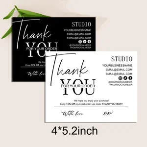 Minimalist Thank You For Your Order Card Business Card, Customer Note Purchase Black Greeting Cards