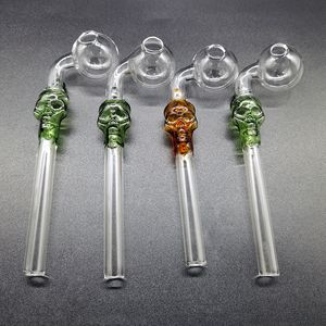 Su Borusu Bongs Renkli Kafatası Sigara Kolu 5.4 inç Kavisli El Geri Dönüşüm Cam Bong Yağ Burner Boru Dab Rig Nargile Downstem Duman Aksesuarı