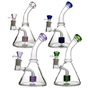 Atacado Beaker Bongo Mini Tubos de Água Arquivos de Vidro Heady Dab Rig Bongs Plataformas De Petróleo SchamperHead Perc Filt Pink Pipe Bubbler Cera De Fumo Com Quartzo Banger Nail Bowl