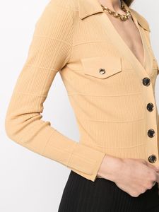 2021 가을 가을 긴 소매 스프레드 칼라 낙타 옐로우 솔리드 컬러 니트 패널 싱글 브레스트 니트 티셔츠 여성 패션 니트 G1211032