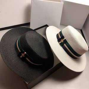 Cappello di paglia piatto da donna alla moda Cappellino estivo per protezione solare all'aperto Tinta unita Cappellini per api casual Cappelli a tesa larga da viaggio per le vacanze