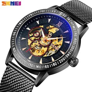 Skmei Luxury Automatic Watch Uomo Creativo Hollow Dial Puntatore luminoso Meccanico Mens Orologi impermeabili Relojes Hombre 9216 Q0524