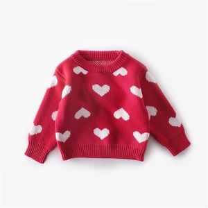 Spring Arrival Baby Girls Fashion Heart Swetry Dzianiny Ubrania 210528