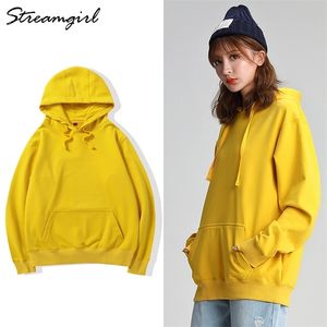 Kvinnors Sweatshirt Cotton Oversized Hoodies och S Oversize Pink With Hood Yellow Women 210803