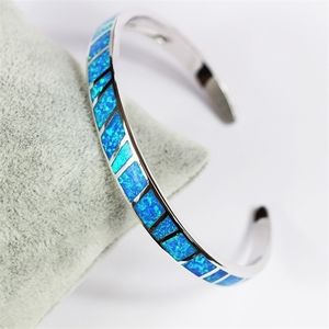 Jzb0058 deslumbrante azul opala bangles top qualidade jóias cuff para homens mulheres amantes presente pulseras x0524