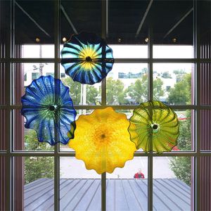 Murano Flower Plate for Wall Hanging Italian Design Lamps Arts Stained Colored Blown Glass Plates Art Wall-Lights Diameter 20 to 35 cm