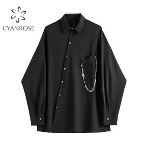 Women Black Gothic Shirt Autumn Long Sleeve Loose Fashion Casual Streetwear Vintage Harajuku Goths Blouse Tops 210719