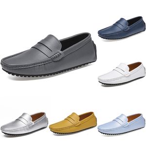 piselli in pelle scarpe da guida casual da uomo suola morbida moda nero navy bianco blu argento giallo grigio calzature all-match pigro transfrontaliero 38-46 colore61