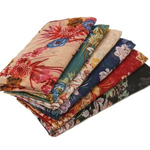 Kobiety Jesień Hiszpania Piękny Kwiatowy Wiskoza Szal Szal Dama Wysokiej Jakości Print Wrap Pashmina Snood Bufandas Muzułmański Hidżab 180 * 90cm