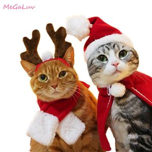 Kostrum Kostiumy Christmas Hat Cute Pet Costume Dla Szczeniak Szalik Prezent Decor Rok Santa Winter Cosplay Festival Dog Supplies