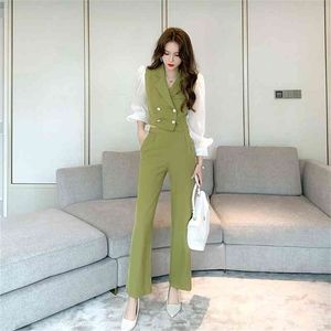 Moda Kadınlar Sonbahar Giysileri kadın Kore Profesyonel Mizaç İki Parçalı Suit 210416