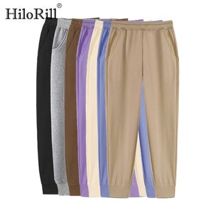 Kvinnor Solid Casual Long Pants Office Wear Elastic Waist Pencil Sport Jogger Byxor Bottoms Pantalones 210508