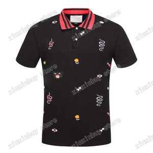 Siyah Polo Gömlekler toptan satış-21SS Mens Polos En Kaliteli Yaz Pamuk T Shirt Tee Kaplan Başkanı Nakış Sokakları Kısa Kollu Siyah Beyaz