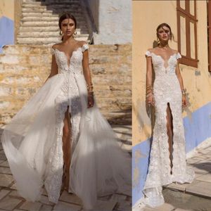 Lian Rokman 2021 Sheath Wedding Dresses Off the Shoulder Lace Appliqued Sexy Mermaid Bridal Gowns Plus Size Country robe de mariée