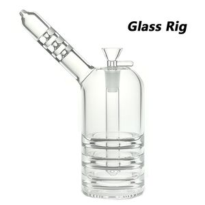 Bong in vetro Narghilè Rig/Bubbler per fumare 8,5 pollici di altezza e perc con ciotola in vetro da 14 mm 650 g di peso LK-BU062