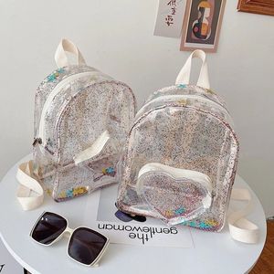 Women Shiny Mini Backpack Purse Cute PVC Transparent Jelly School Bags for Kids Clear School Backpack Bag Girls Back Pack Travel