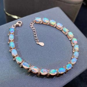 Style Colorful Opal Bracelet Women Jewelry Real 925 Silver Gold Plated Natural Gem Birthstone Party Gift