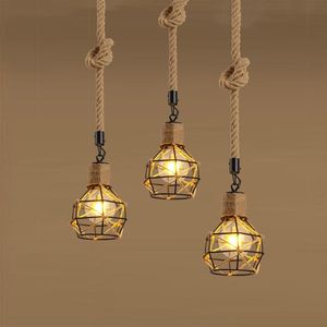 Lampade a sospensione in corda Ferro Lampade industriali vintage Loft Retro sospeso fatto a mano Cafe Bar Cucina E27 Led